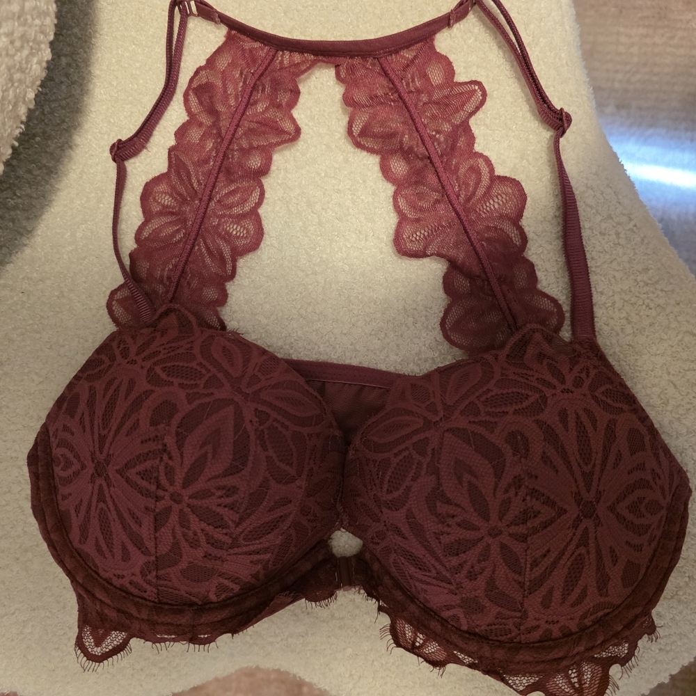 PINK Victoria's Secret Lace Bra in Burgundy
